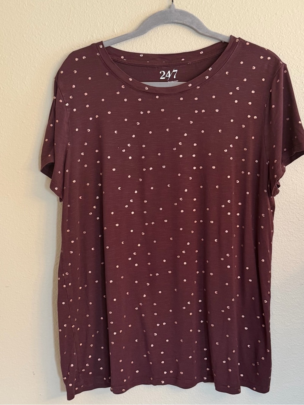 Maurices Burgundy Tee with Light Dot Print
